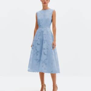 MALINA Elin Round Neck Lace Midi Dress Sky