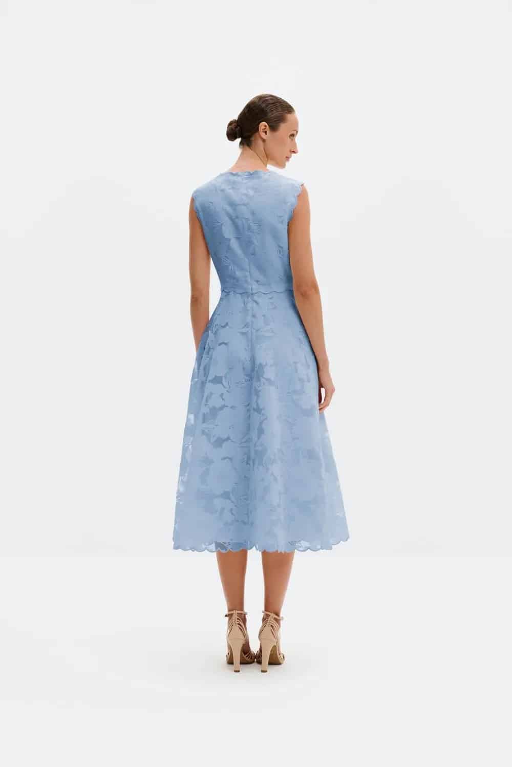 MALINA Elin Round Neck Lace Midi Dress Sky - Image 3