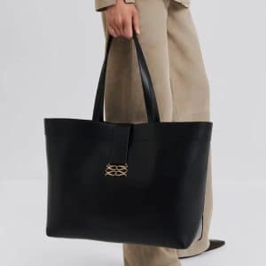 MALINA Monogram Grand Leather Tote Black