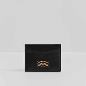 MALINA Monogram Leather Card Holder Black