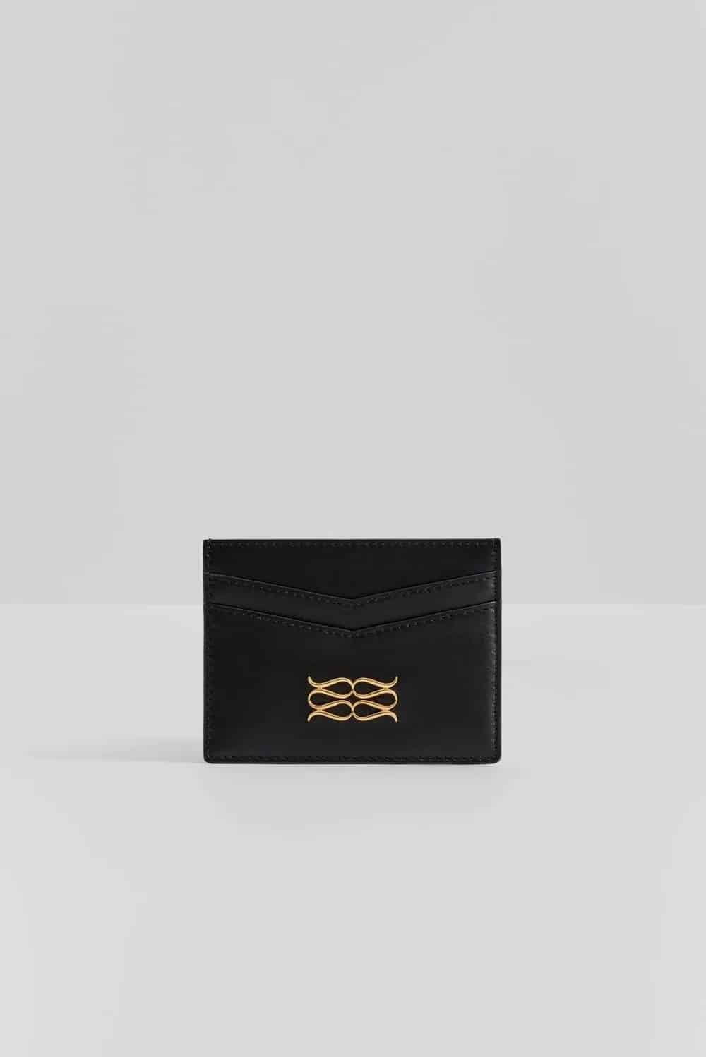 MALINA Monogram Leather Card Holder Black