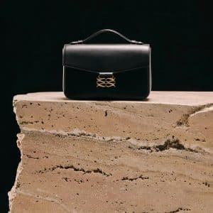 MALINA Monogram Leather Shoulder Bag Black