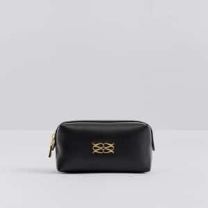 MALINA Monogram Leather Toilet Bag Black