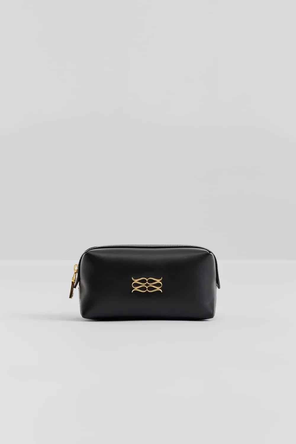 MALINA Monogram Leather Toilet Bag Black