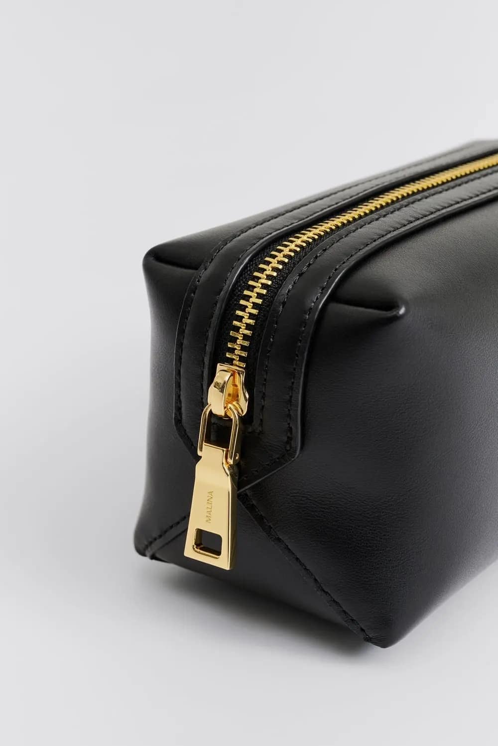 MALINA Monogram Leather Toilet Bag Black - Image 4