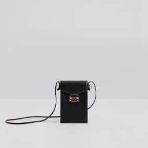 MALINA Monogram Leather Phone Pouch Black