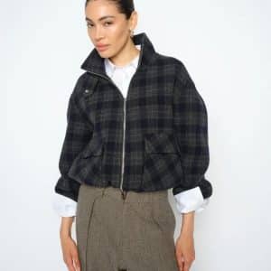 MOS MOSH Camille Check Jacket Salute Navy