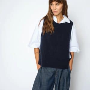 Mos Mosh Thora Tie Knit Vest Salute Navy