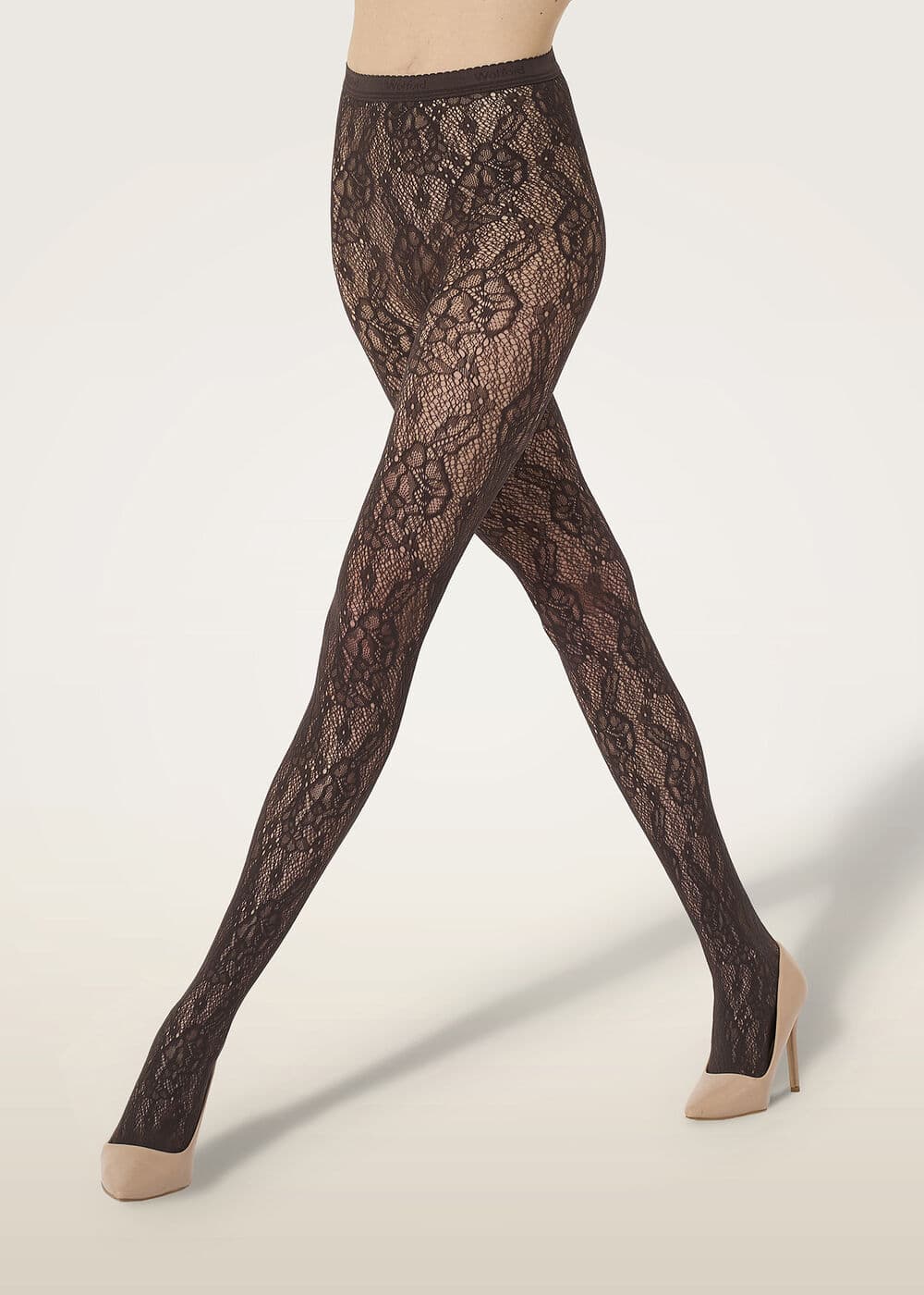 Wolford Infinite Rose Net Dark Wood