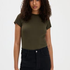 Filippa K Fine Rib Tee Dark Moss Green
