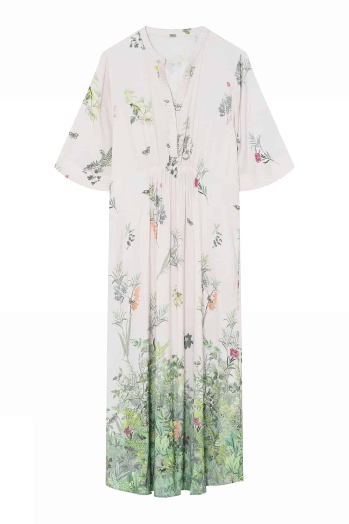 Gustav Hali långklänning i rosa med grönt blommönster