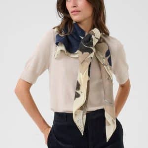 Part Two FelisiaPW Scarf Dark Navy Leaf Print